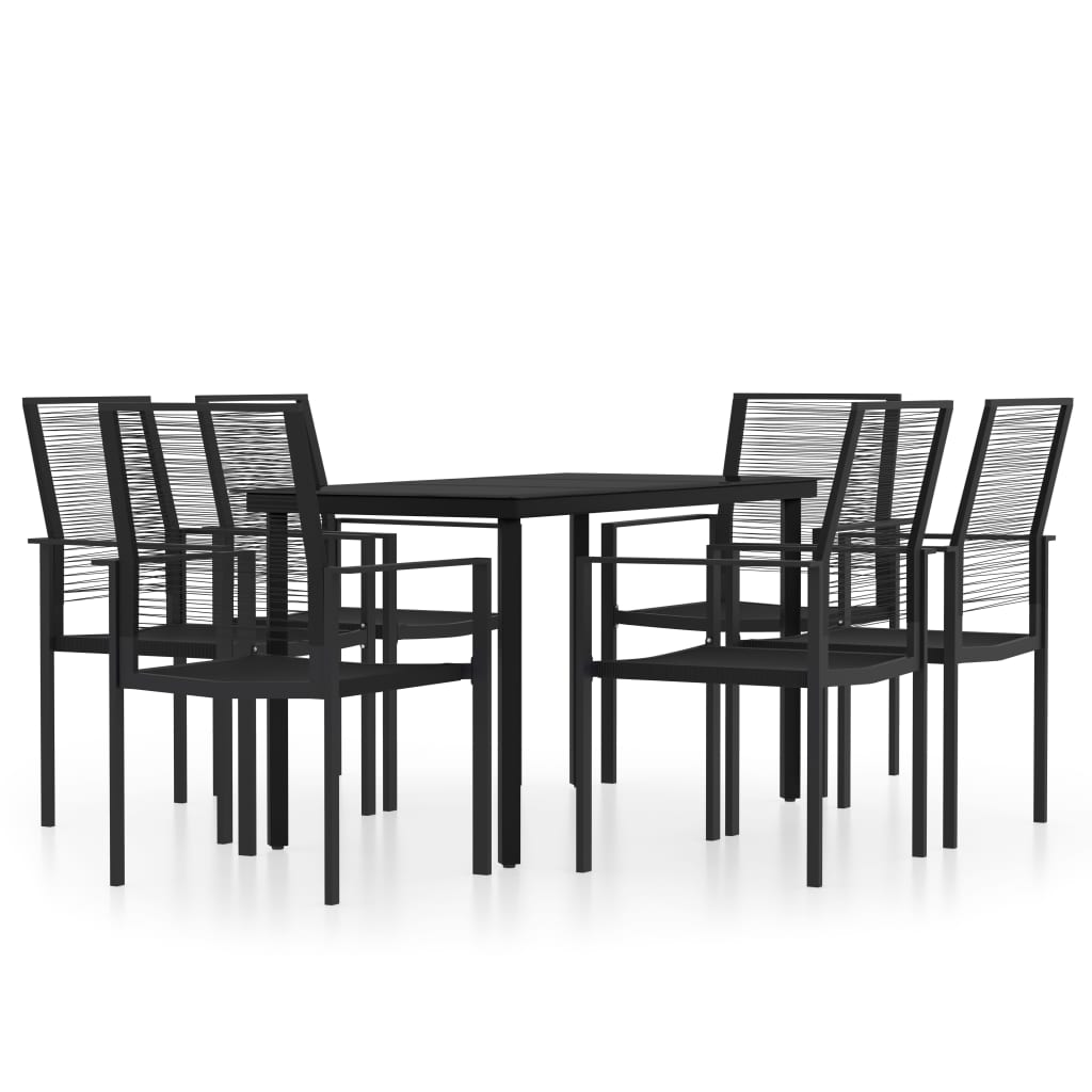 7 Piece Garden Dining Set Black - Newstart Furniture