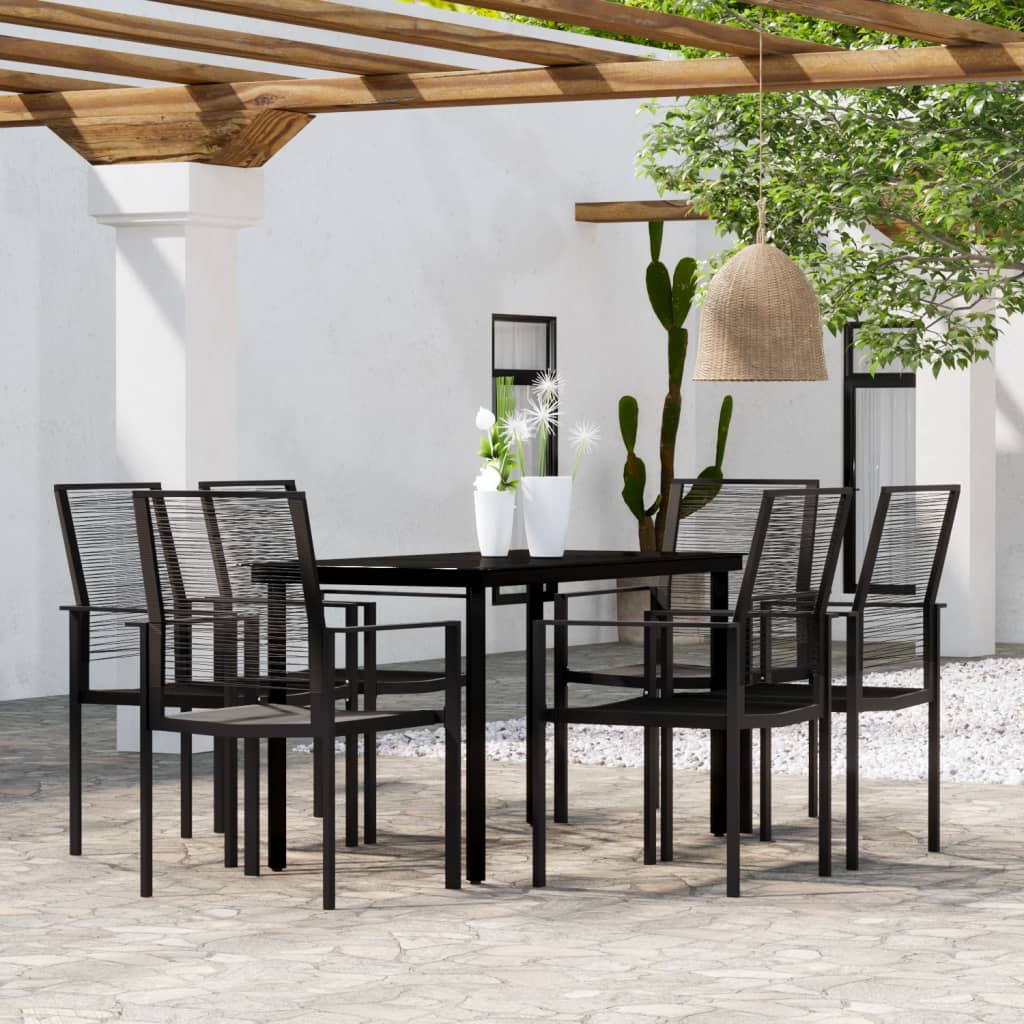 7 Piece Garden Dining Set Black - Newstart Furniture