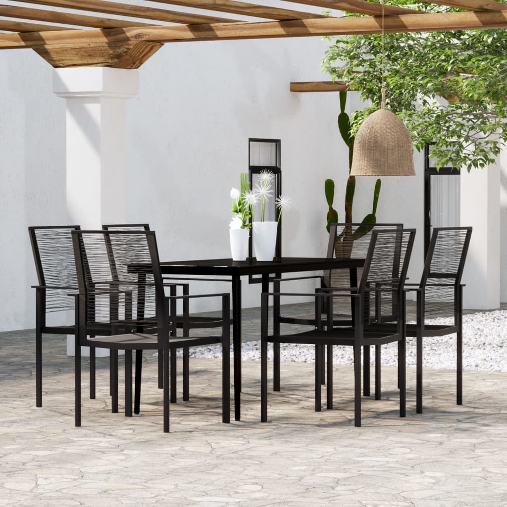 7 Piece Garden Dining Set Black - Newstart Furniture