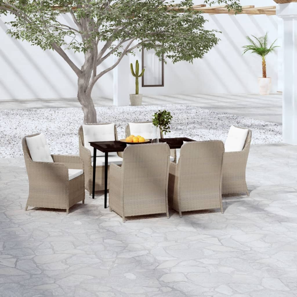 7 Piece Garden Dining Set Brown - Newstart Furniture