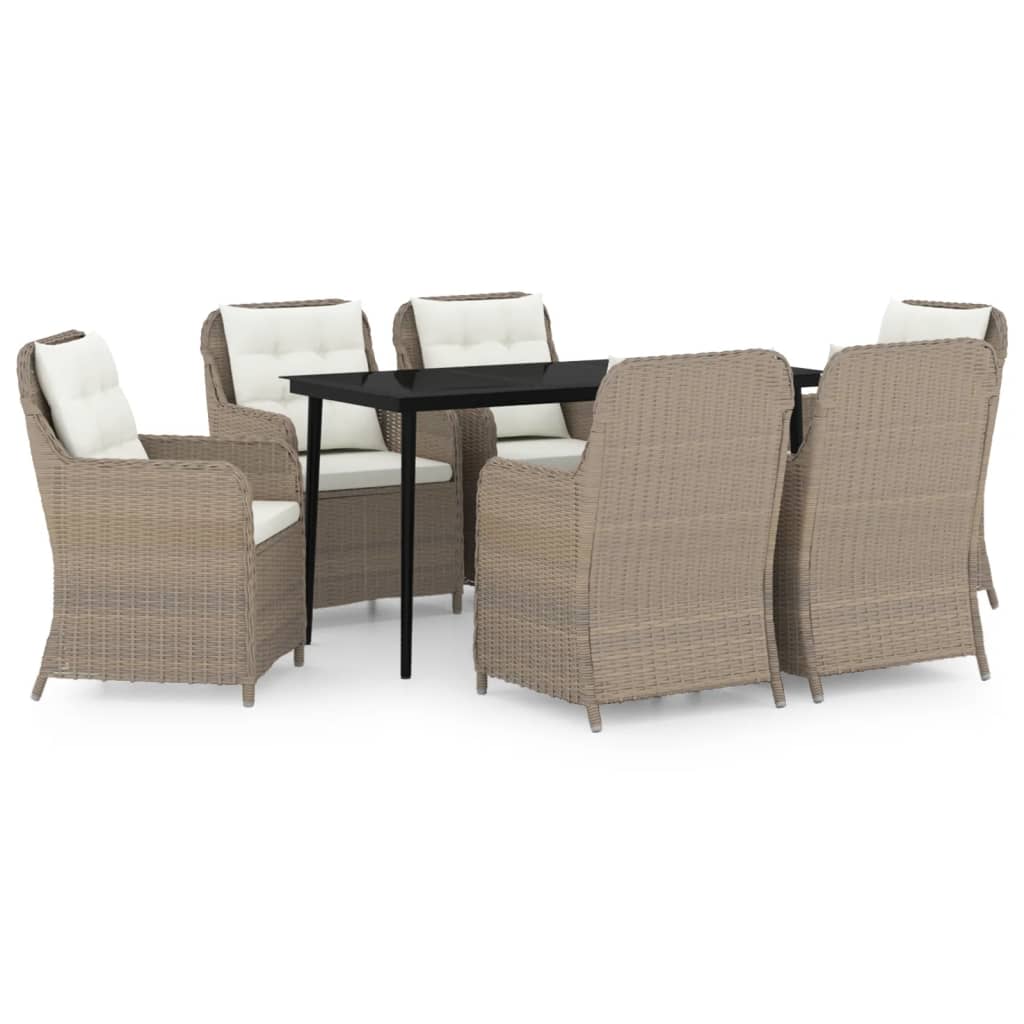 7 Piece Garden Dining Set Brown - Newstart Furniture