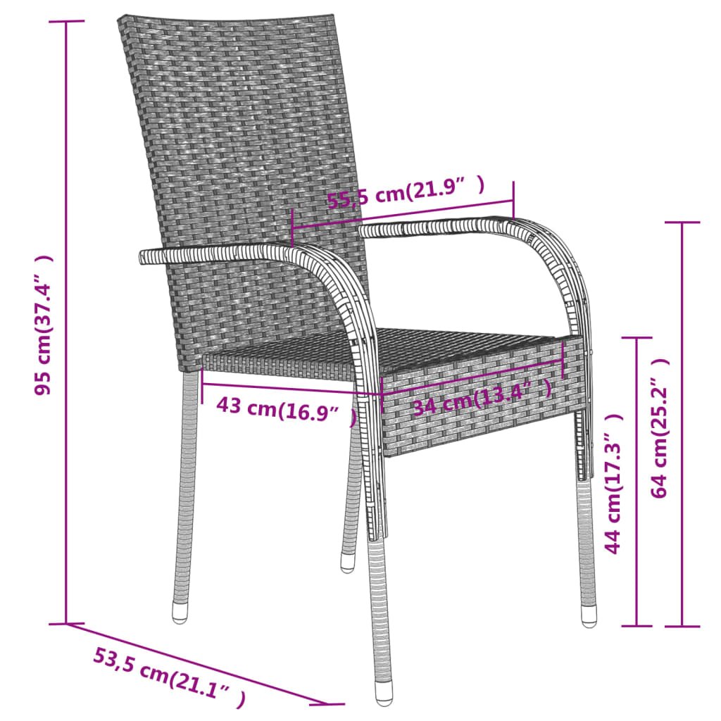 7 Piece Garden Dining Set Grey and Black - Newstart Furniture