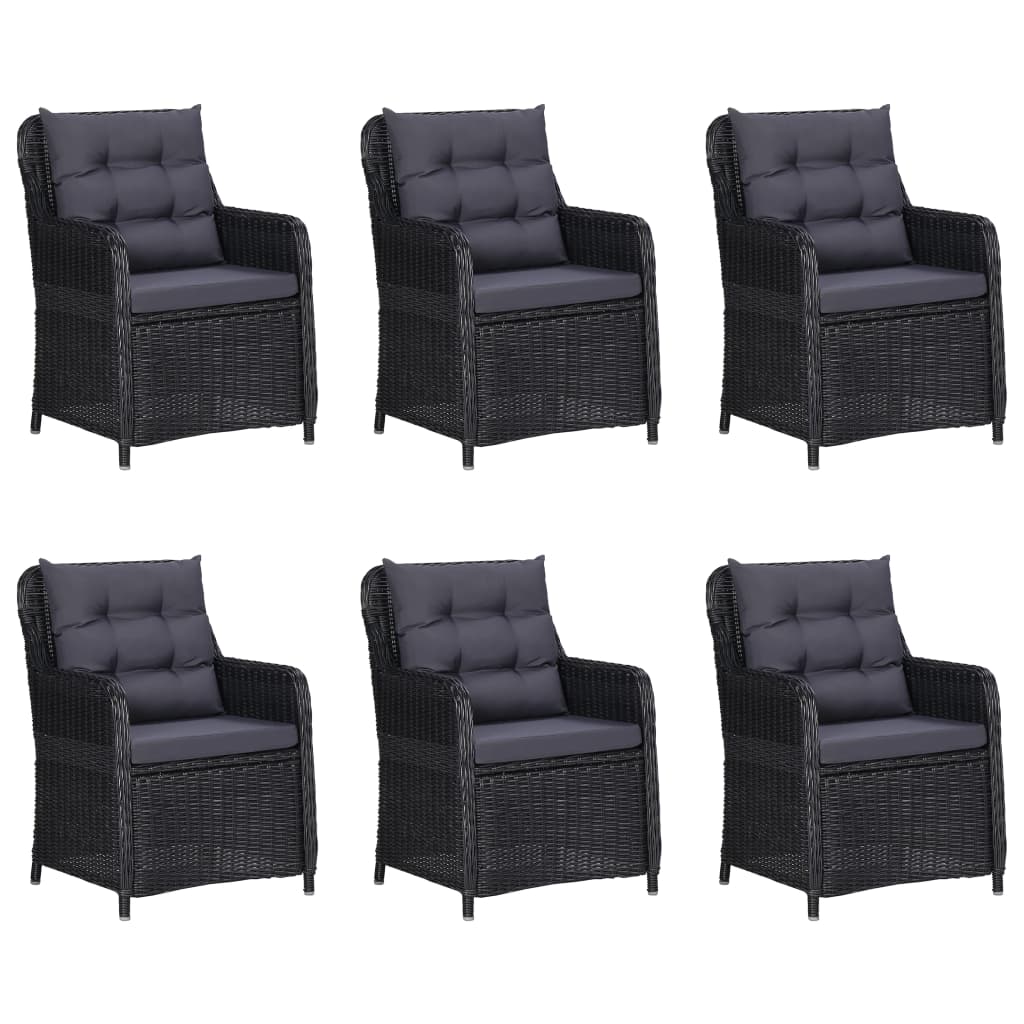 7 Piece Garden Dining Set Poly Rattan Black - Newstart Furniture