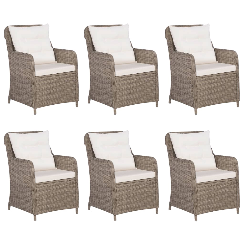 7 Piece Garden Dining Set Poly Rattan Brown - Newstart Furniture