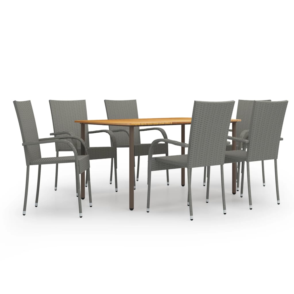 7 Piece Garden Dining Set Poly Rattan Grey - Newstart Furniture