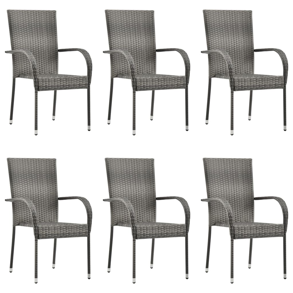 7 Piece Garden Dining Set Poly Rattan Grey - Newstart Furniture