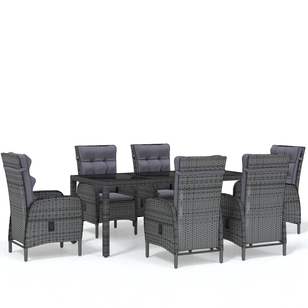 7 Piece Garden Dining Set Poly Rattan Grey - Newstart Furniture