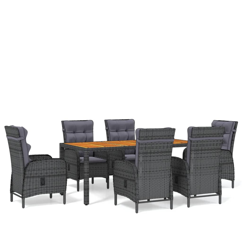 7 Piece Garden Dining Set Poly Rattan Grey - Newstart Furniture