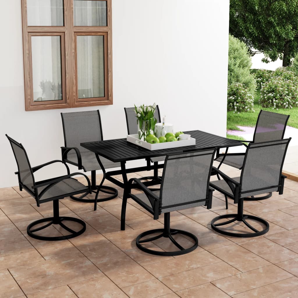 7 Piece Garden Dining Set Textilene and Steel - Newstart Furniture