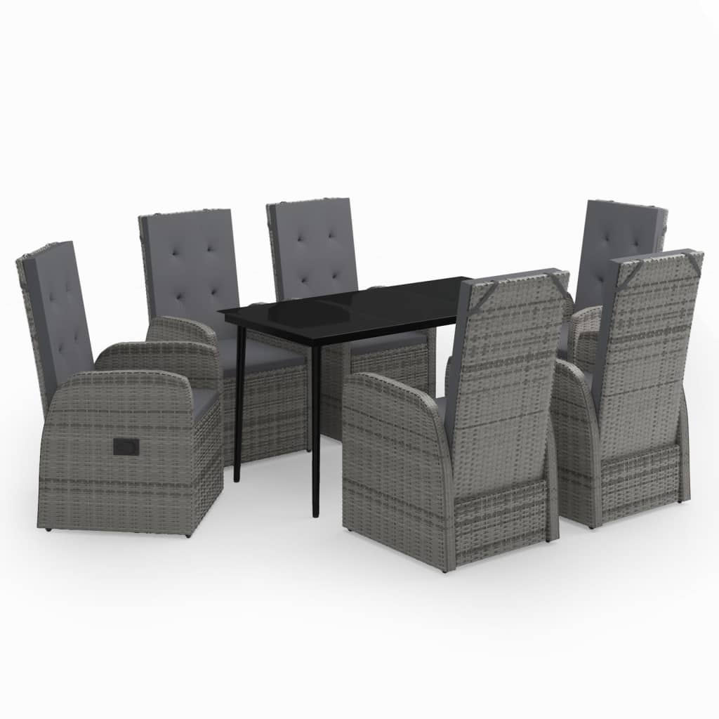 7 Piece Garden Dining Set with Cushions Grey - Newstart Furniture