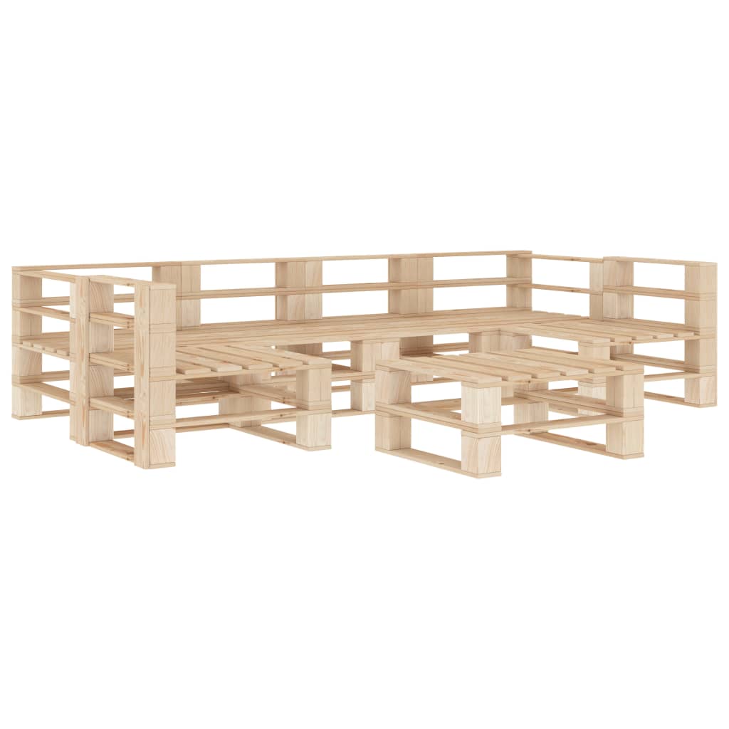 7 Piece Garden Lounge Set Pallets Wood - Newstart Furniture