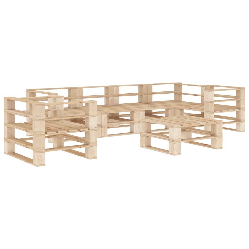 7 Piece Garden Lounge Set Pallets Wood - Newstart Furniture