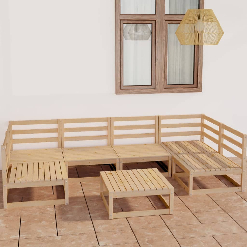 7 Piece Garden Lounge Set Solid Pinewood - Newstart Furniture