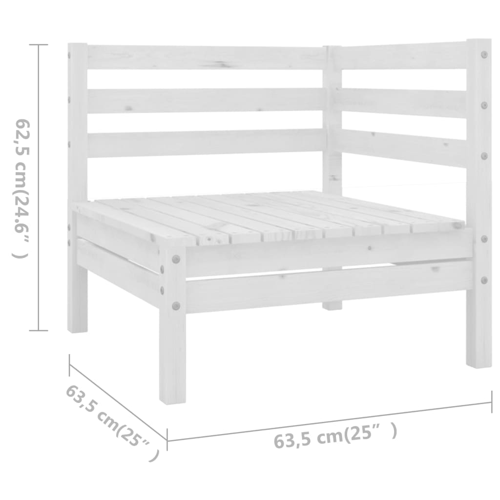 7 Piece Garden Lounge Set Solid Pinewood White - Newstart Furniture