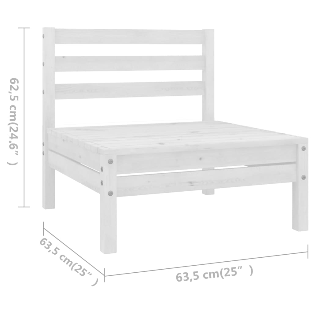 7 Piece Garden Lounge Set Solid Pinewood White - Newstart Furniture