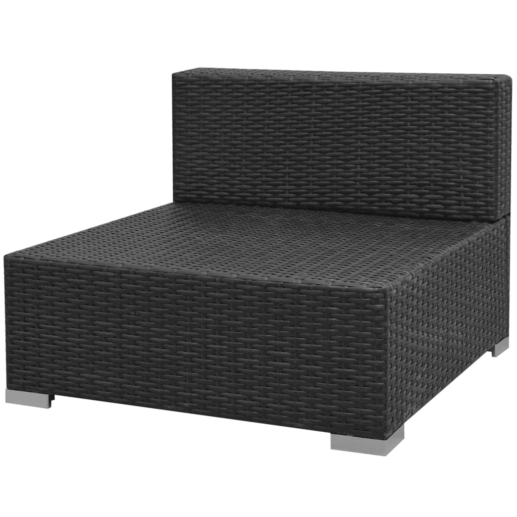 7 Piece Garden Lounge Set with Canopy Poly Rattan Black - Newstart Furniture