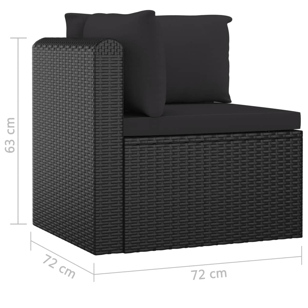 7 Piece Garden Lounge Set with Cushions Poly Rattan Black - Newstart Furniture