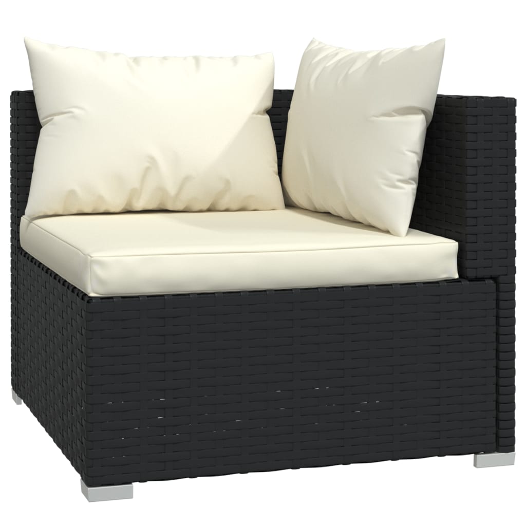 7 Piece Garden Lounge Set with Cushions Poly Rattan Black - Newstart Furniture