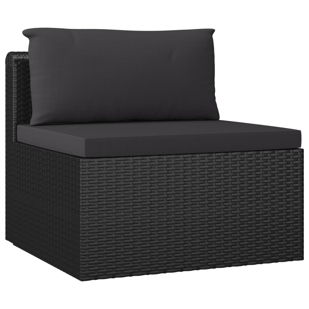 7 Piece Garden Lounge Set with Cushions Poly Rattan Black - Newstart Furniture