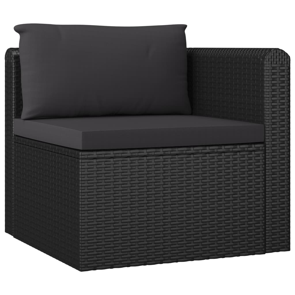 7 Piece Garden Lounge Set with Cushions Poly Rattan Black - Newstart Furniture