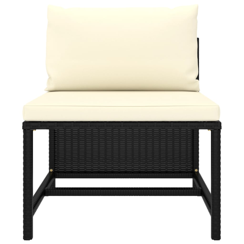 7 Piece Garden Lounge Set with Cushions Poly Rattan Black - Newstart Furniture