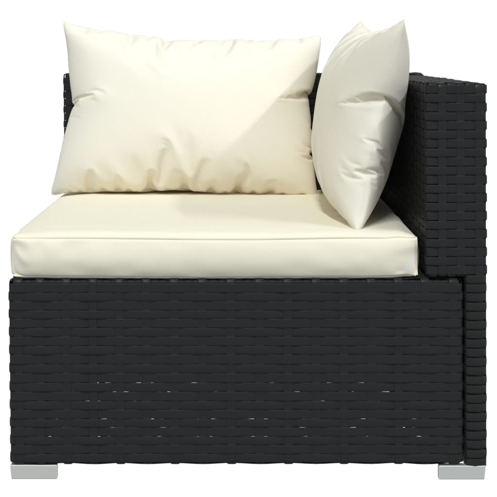 7 Piece Garden Lounge Set with Cushions Poly Rattan Black - Newstart Furniture