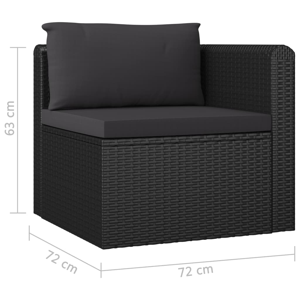 7 Piece Garden Lounge Set with Cushions Poly Rattan Black - Newstart Furniture