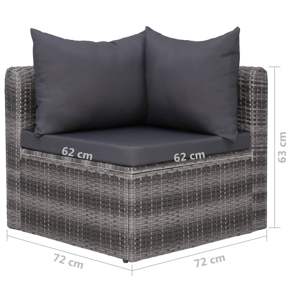 7 Piece Garden Lounge Set with Cushions Poly Rattan Grey - Newstart Furniture