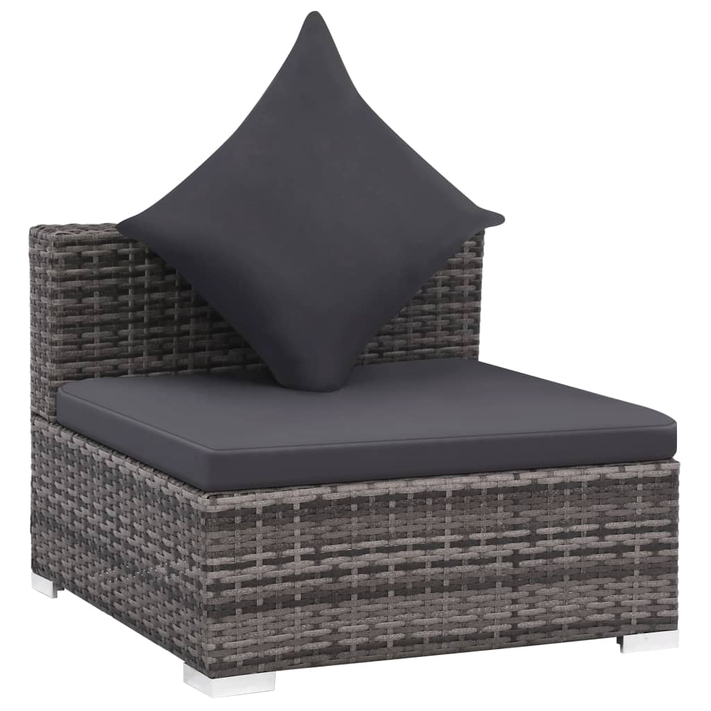 7 Piece Garden Lounge Set with Cushions Poly Rattan Grey - Newstart Furniture