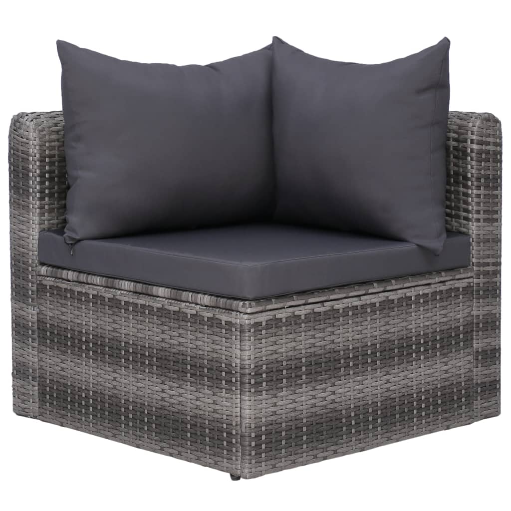 7 Piece Garden Lounge Set with Cushions Poly Rattan Grey - Newstart Furniture