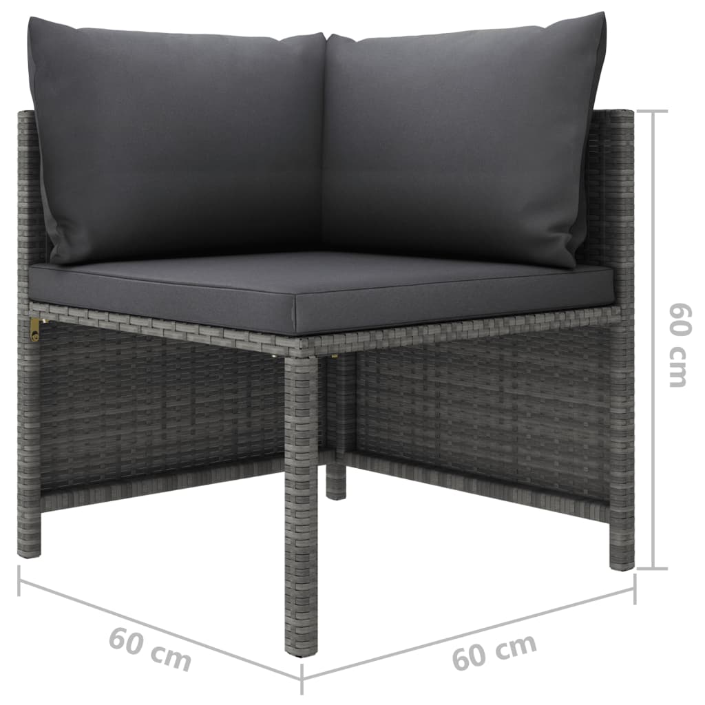 7 Piece Garden Lounge Set with Cushions Poly Rattan Grey - Newstart Furniture