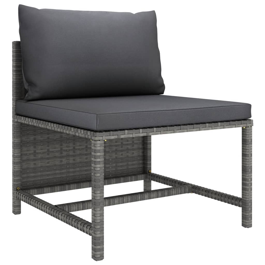 7 Piece Garden Lounge Set with Cushions Poly Rattan Grey - Newstart Furniture