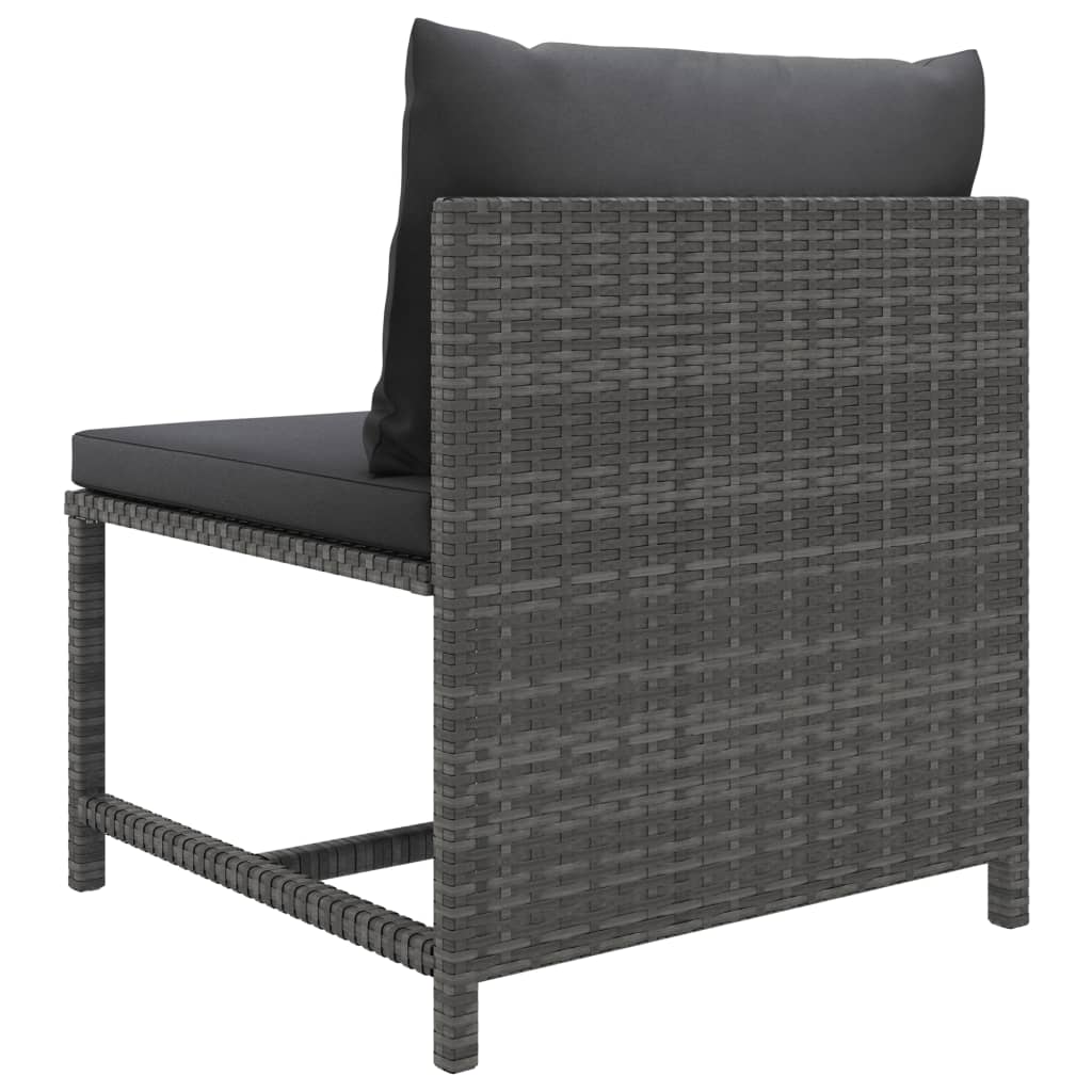 7 Piece Garden Lounge Set with Cushions Poly Rattan Grey - Newstart Furniture