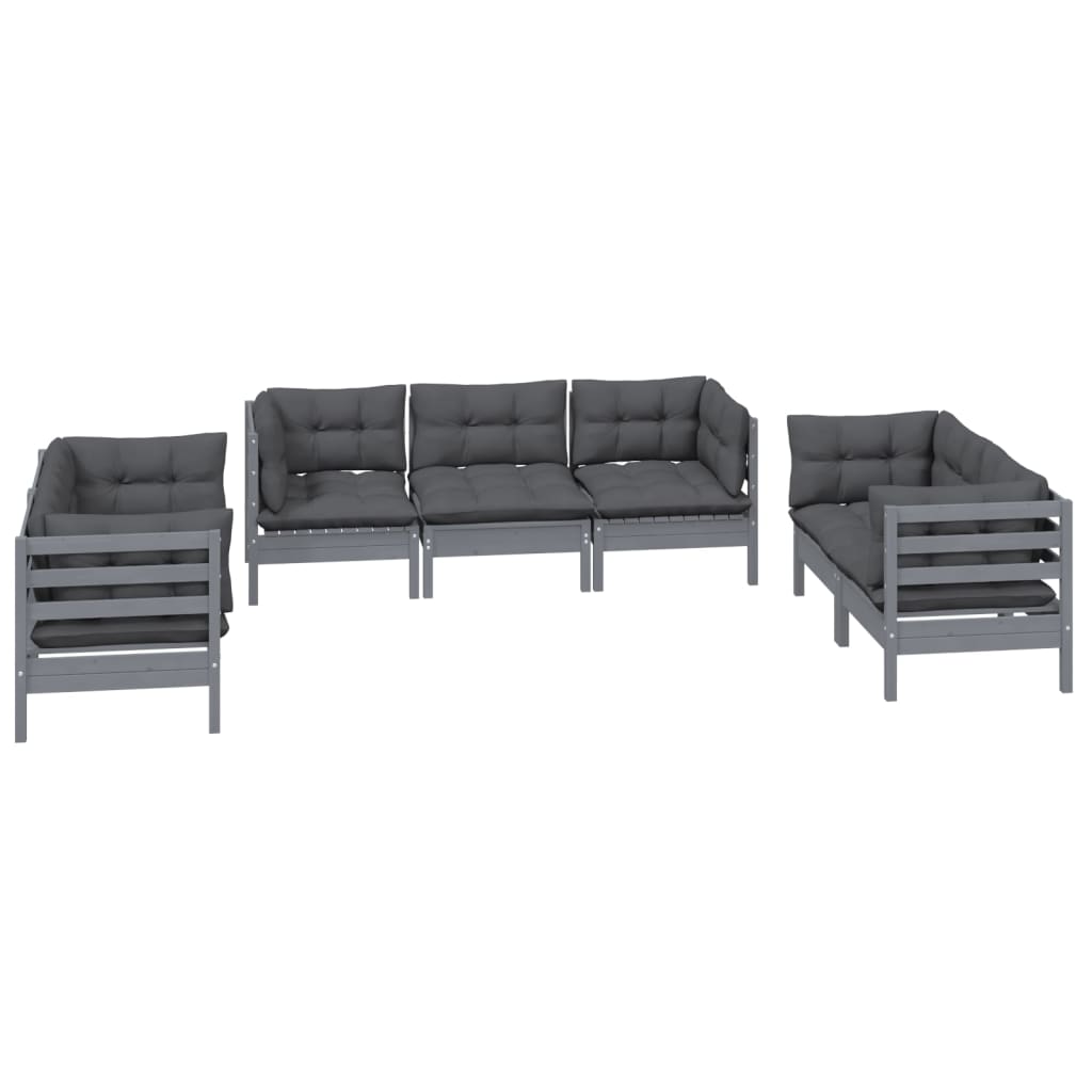 7 Piece Garden Lounge Set with Cushions Solid Pinewood - Newstart Furniture