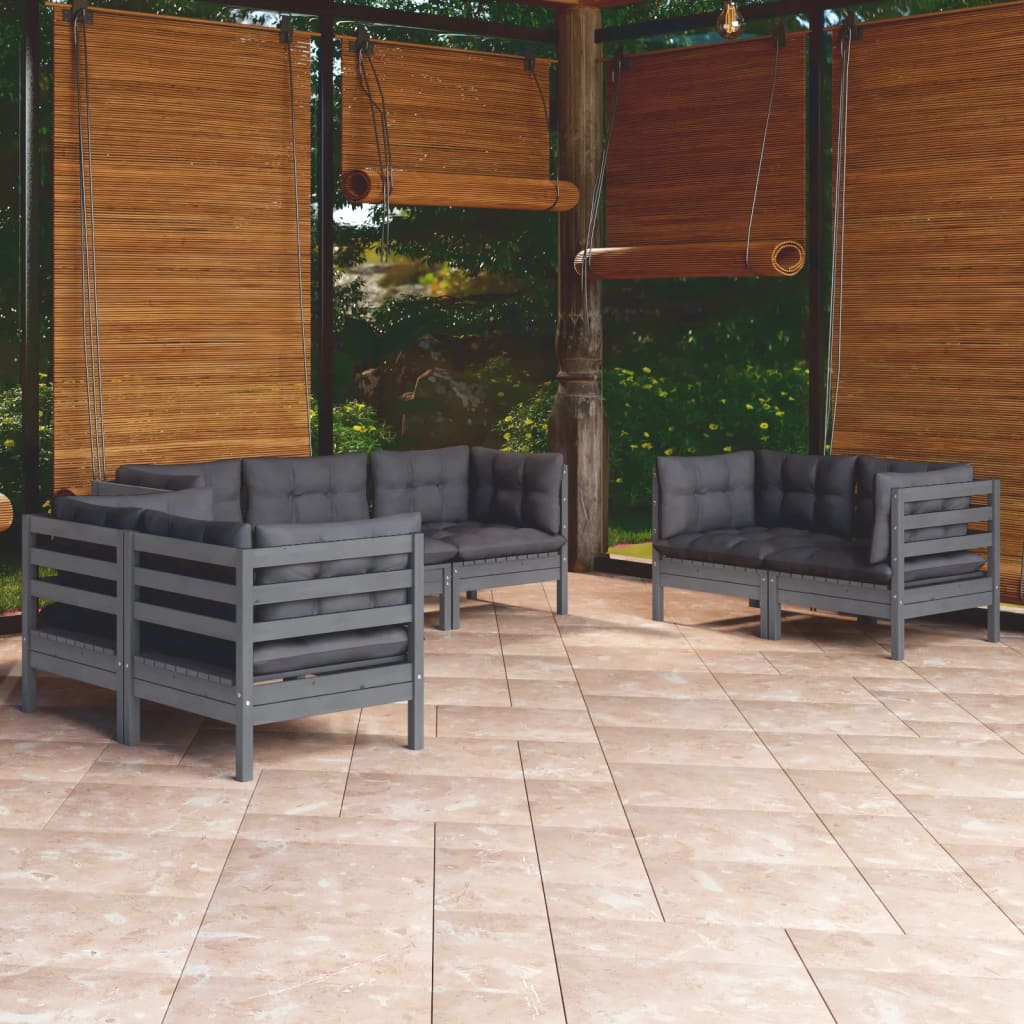 7 Piece Garden Lounge Set with Cushions Solid Pinewood - Newstart Furniture