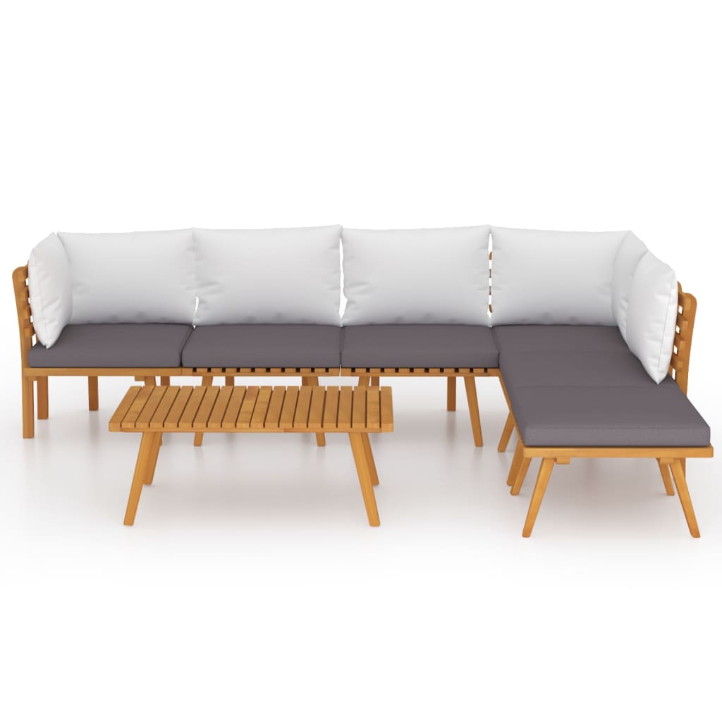 7 Piece Garden Lounge Set with Cushions Solid Wood Acacia - Newstart Furniture