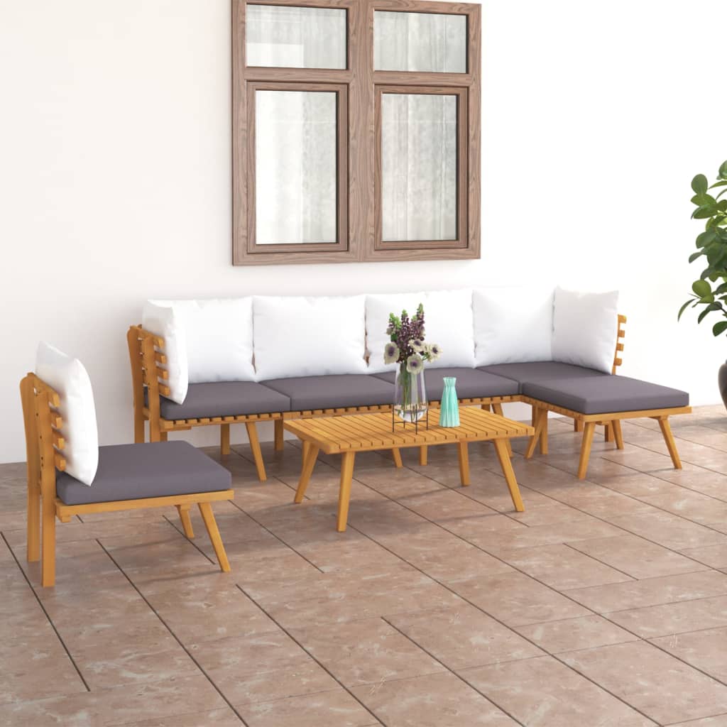 7 Piece Garden Lounge Set with Cushions Solid Wood Acacia - Newstart Furniture