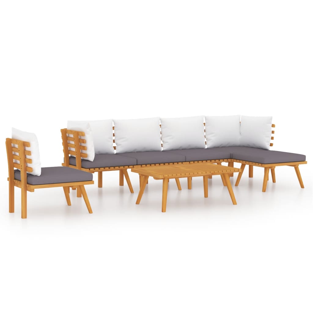 7 Piece Garden Lounge Set with Cushions Solid Wood Acacia - Newstart Furniture