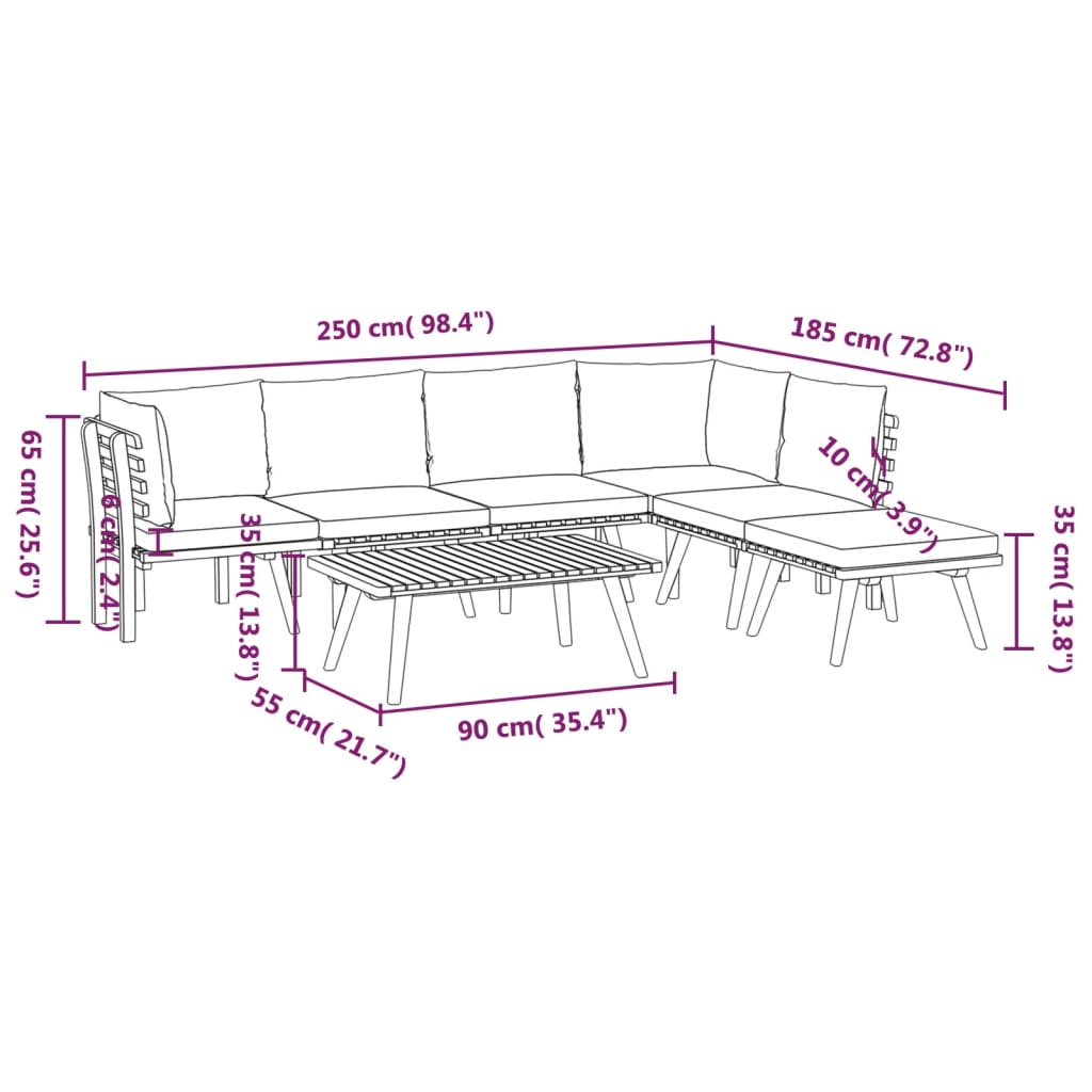 7 Piece Garden Lounge Set with Cushions Solid Wood Acacia - Newstart Furniture