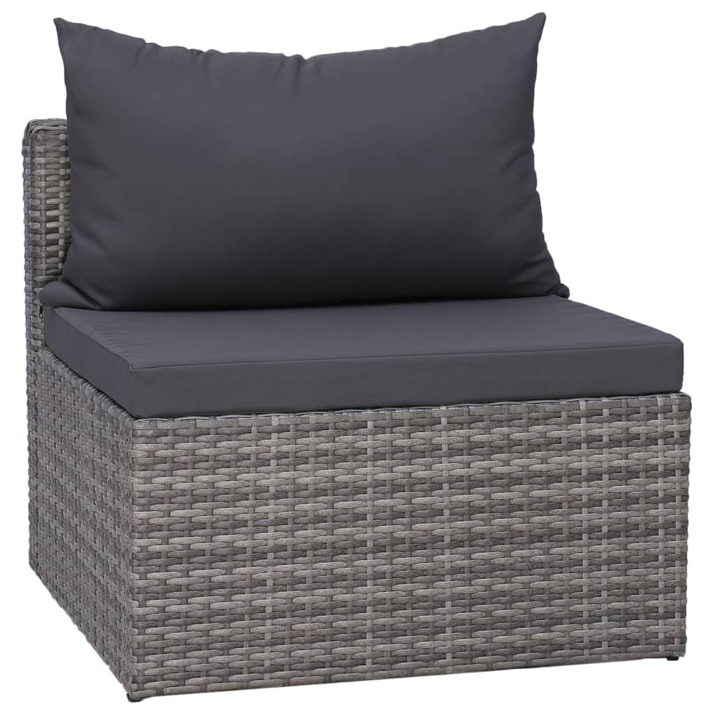 7 Piece Garden Sofa Set with Cushions & Pillows Poly Rattan Grey - Newstart Furniture