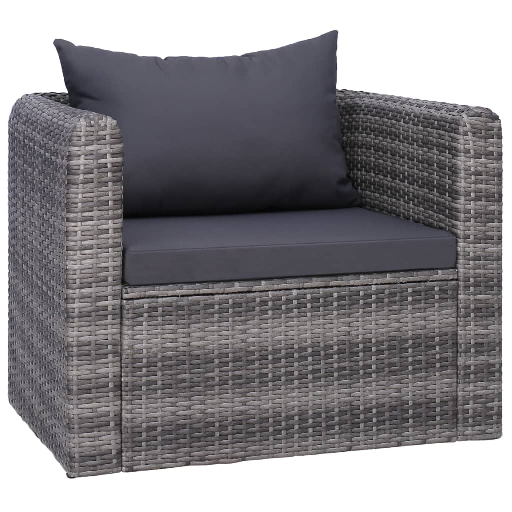 7 Piece Garden Sofa Set with Cushions & Pillows Poly Rattan Grey - Newstart Furniture