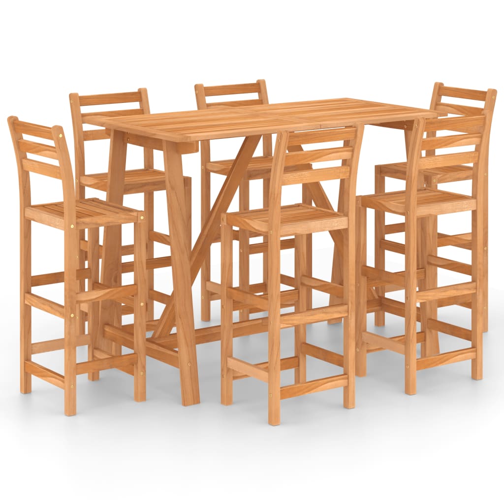 7 Piece Outdoor Bar Set Solid Acacia Wood - Newstart Furniture