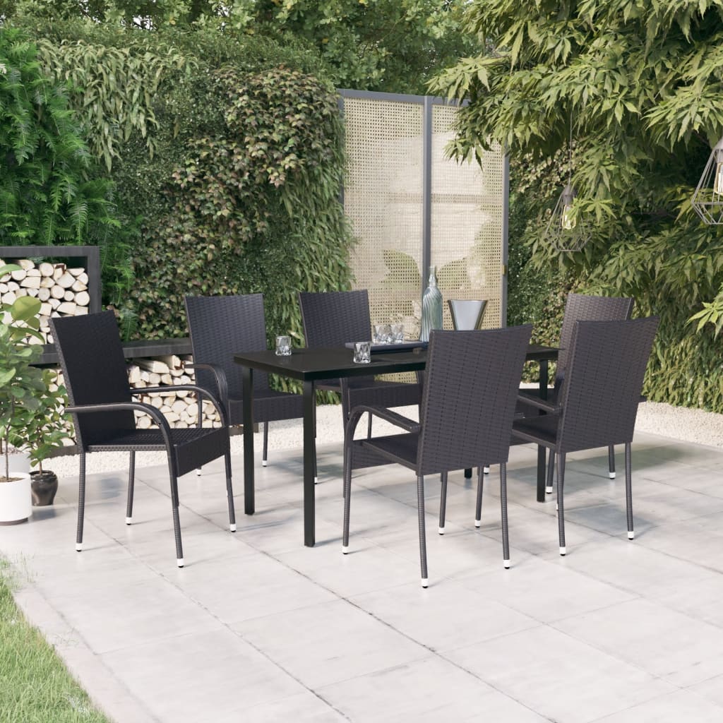 7 Piece Outdoor Dining Set Black - Newstart Furniture