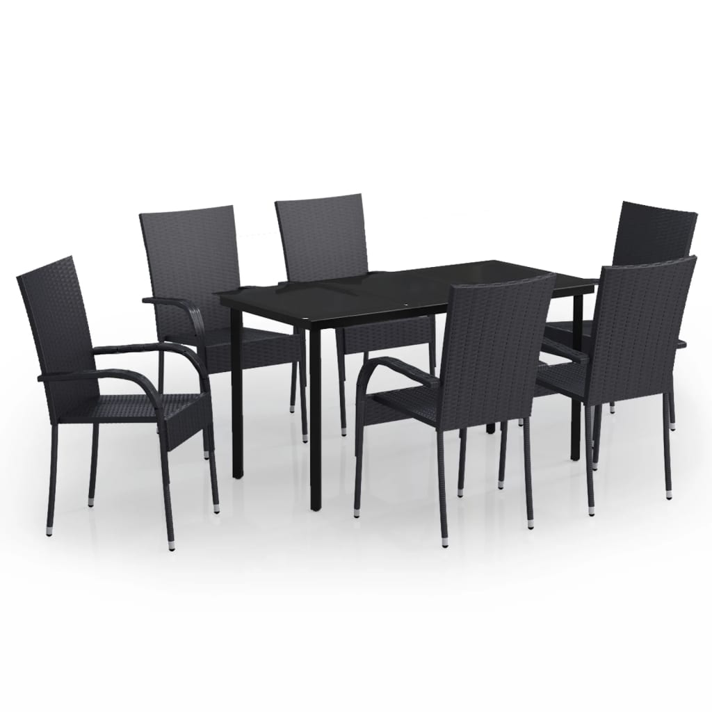 7 Piece Outdoor Dining Set Black - Newstart Furniture