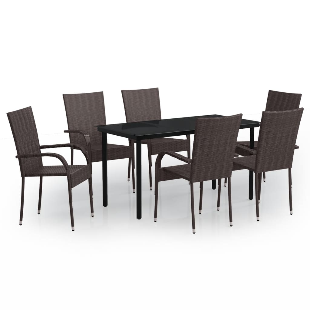 7 Piece Outdoor Dining Set Brown and Black - Newstart Furniture