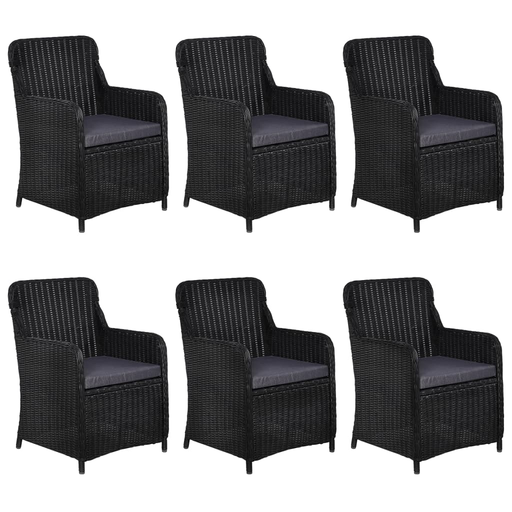 7 Piece Outdoor Dining Set Poly Rattan Black - Newstart Furniture