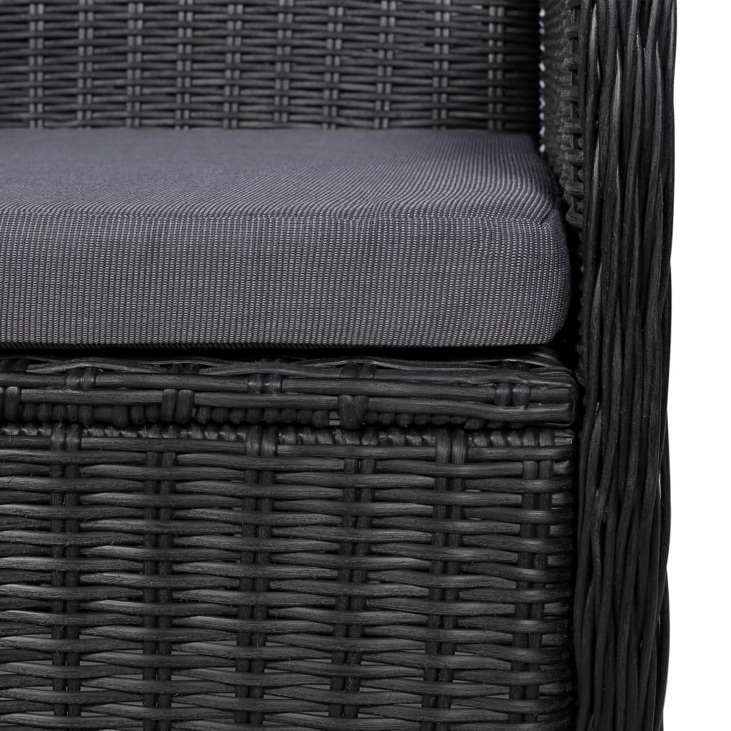 7 Piece Outdoor Dining Set Poly Rattan Black - Newstart Furniture