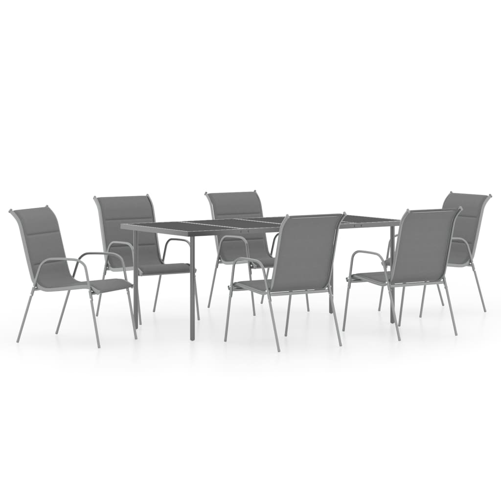 7 Piece Outdoor Dining Set Steel Anthracite - Newstart Furniture