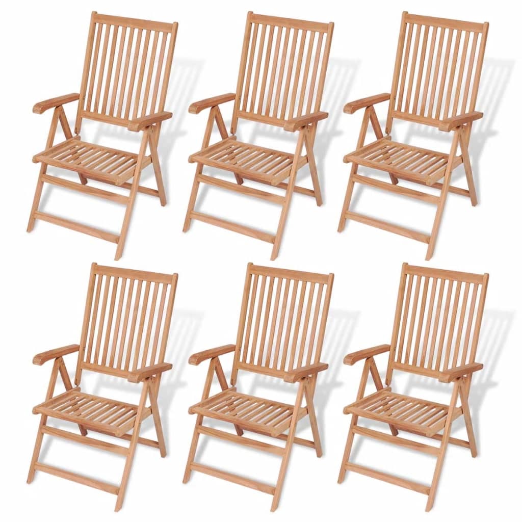 7 Piece Outdoor Dining Set with Folding Chairs Solid Teak Wood - Newstart Furniture