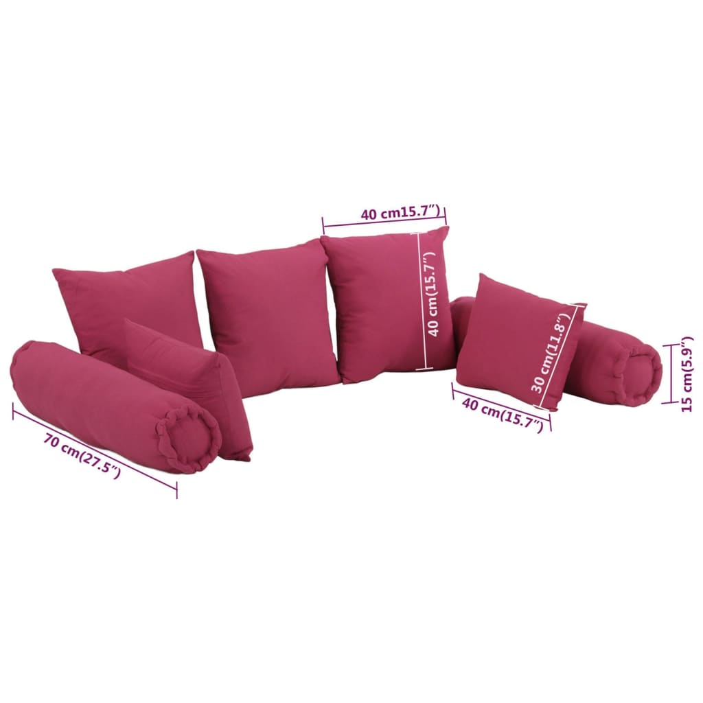 7 Piece Throw Pillow Set Pink Fabric - Newstart Furniture